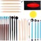 25-Piece Clay Sculpting Tool Set – Wood Ceramic & Polymer Clay Tools for Modeling, Carving, Shaping, Art & Craft